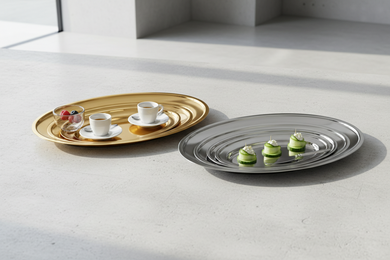 Luxe Oval Tray - Gold and Silver