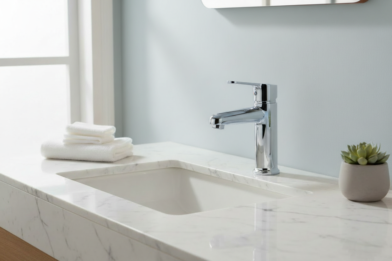 Orca Washbasin Mixer Tap - Light Blue Wall